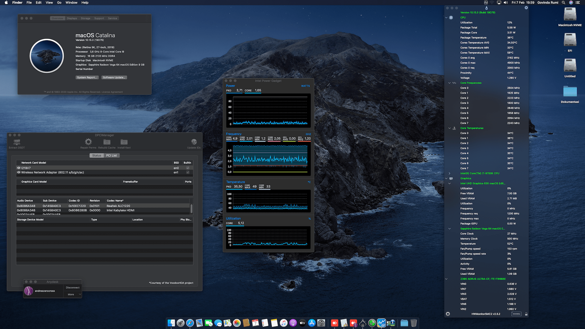 Success Hackintosh macOS Catalina 10.15.3 Build 19D76 in Gigabyte Z390 Aorus Ultra + Intel Core i7 9700K + Sapphire Vega 64